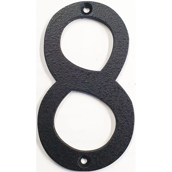 Hausnummer 8 Eisen schwarz antik , Höhe: 110mm. Alte Schriftart