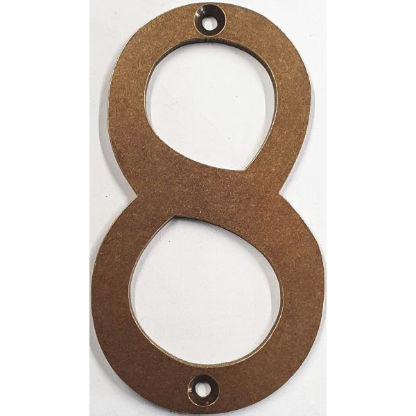 Hausnummer 8 Messing patiniert unlackiert, Höhe: 110mm. Alt antik.