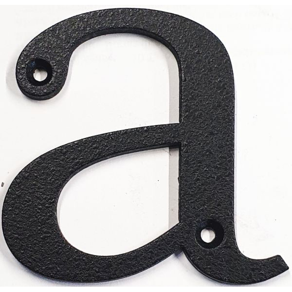 Hausnummer a Eisen schwarz antik , Höhe: 110mm. Alte Schriftart