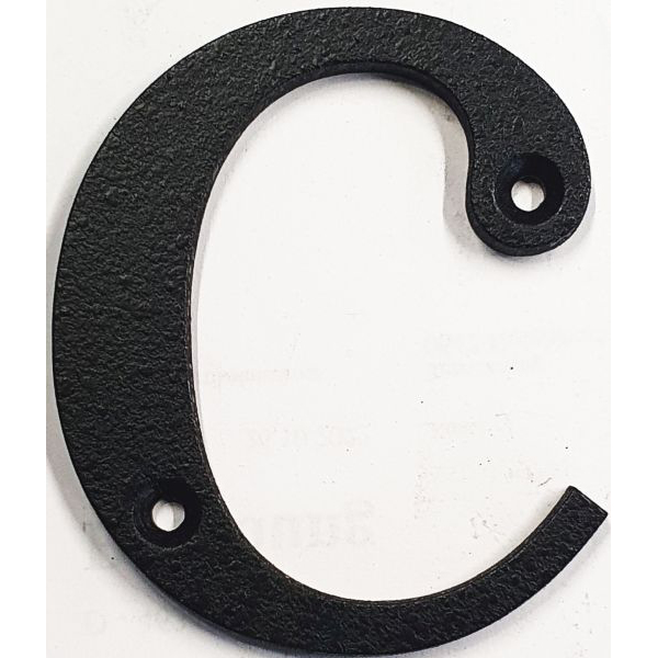 Hausnummer c Eisen schwarz antik , Höhe: 110mm. Alte Schriftart