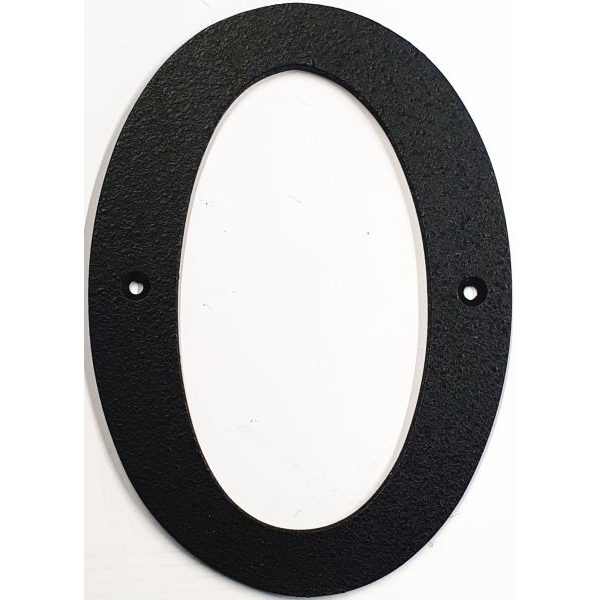 Hausnummer 0 Eisen schwarz antik , Höhe: 170mm. Alte Schriftart