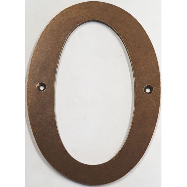 Hausnummer 0 Messing patiniert unlackiert, Höhe: 170mm. Alt antik.