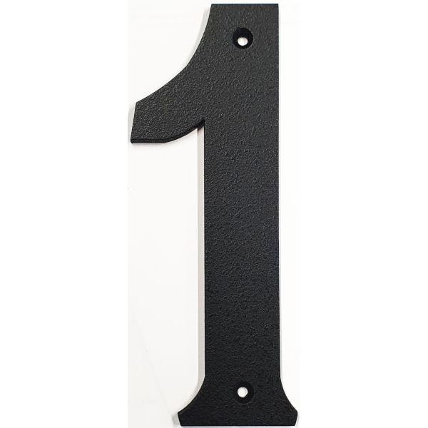 Hausnummer 1 Eisen schwarz antik , Höhe: 170mm. Alte Schriftart