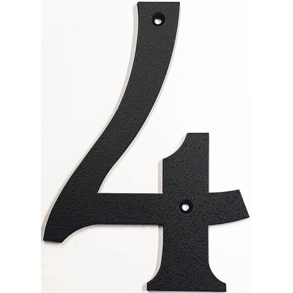 Hausnummer 4 Eisen schwarz antik , Höhe: 170mm. Alte Schriftart