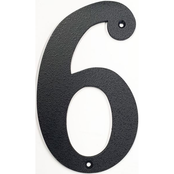 Hausnummer 6 Eisen schwarz antik , Höhe: 170mm. Alte Schriftart