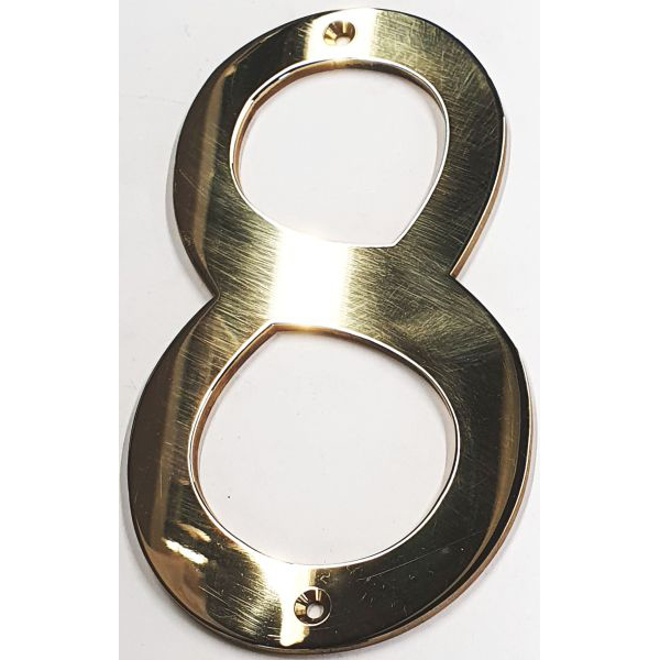 Hausnummer 8 Messing poliert unlackiert, Höhe: 170mm. Alt antik.