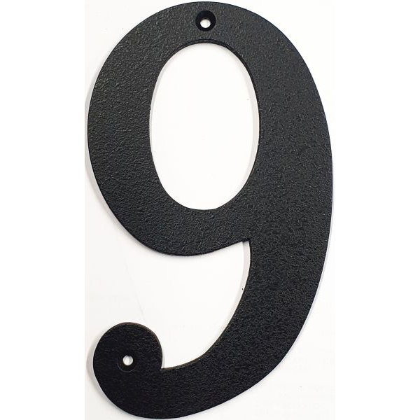 Hausnummer 9 Eisen schwarz antik , Höhe: 170mm. Alte Schriftart