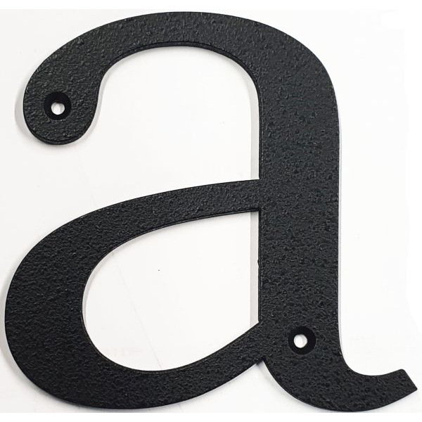 Hausnummer a Eisen schwarz antik , Höhe: 170mm. Alte Schriftart