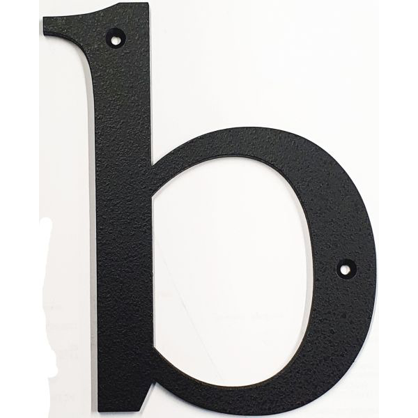 Hausnummer b Eisen schwarz antik , Höhe: 170mm. Alte Schriftart