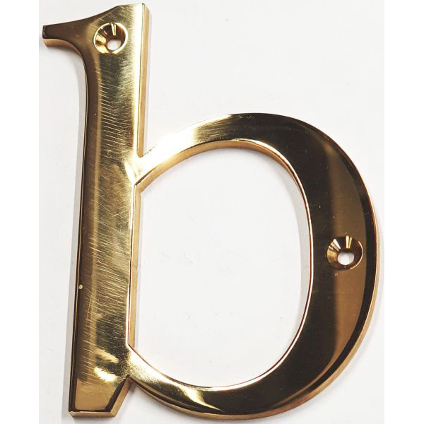 Hausnummer b Messing poliert unlackiert, Höhe: 170mm. Alt antik.