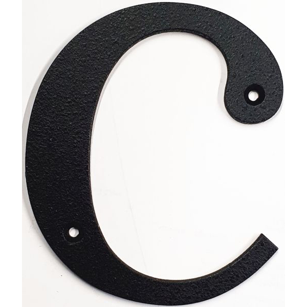Hausnummer c Eisen schwarz antik , Höhe: 170mm. Alte Schriftart