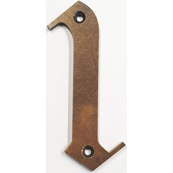 Hausnummer 1 Messing patiniert unlackiert, Höhe: 110mm. Alt antik.