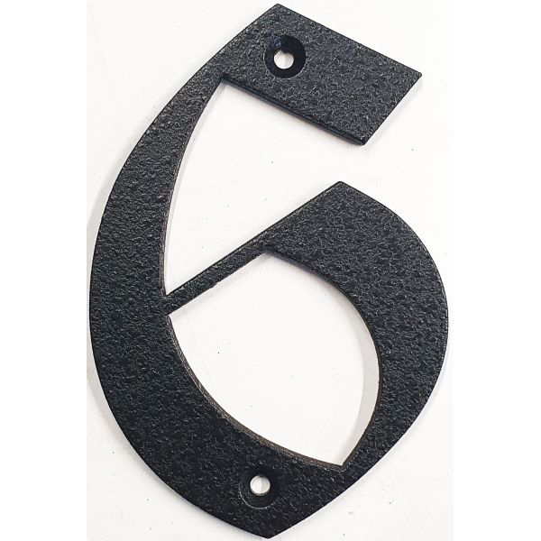 Hausnummer, Zahl 6 Eisen schwarz antik, Höhe: 110mm. Alte Schrift für die Hauswand