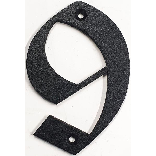 Hausnummer, Zahl 9 Eisen schwarz antik, Höhe: 110mm. Alte Schrift, Ziffern aus Metall