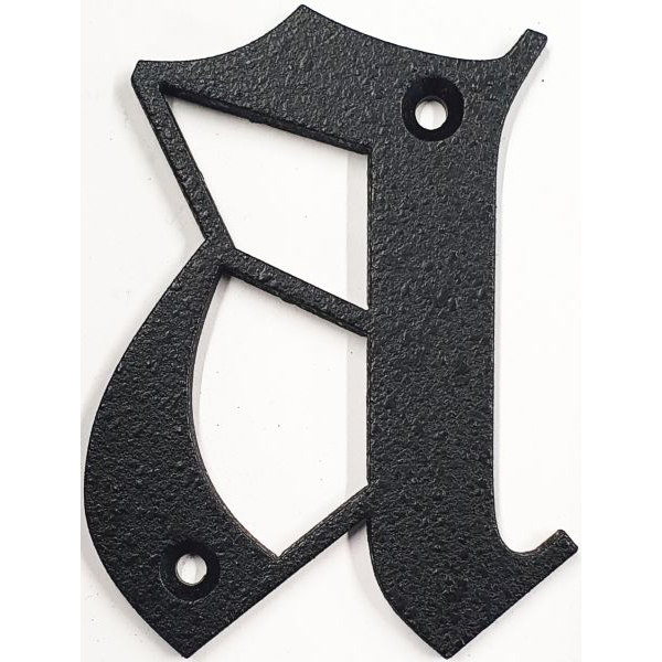 Hausnummer, Zahl a Eisen schwarz antik, Höhe: 110mm. Alte Schrift