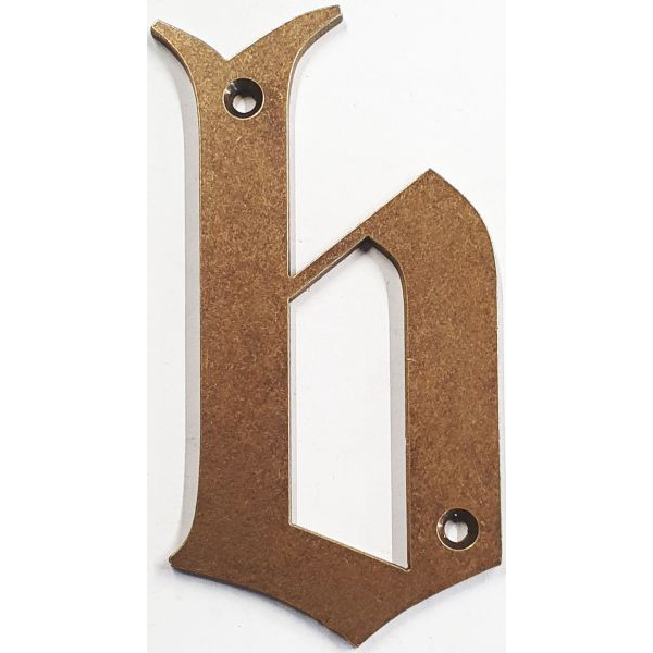 Hausnummer b Messing patiniert unlackiert, Höhe: 110mm. Alt antik.