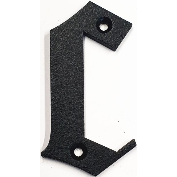 Hausnummer, Zahl c Eisen schwarz antik, Höhe: 110mm. Alte Schrift