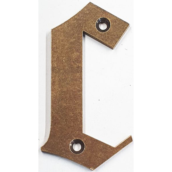 Hausnummer c Messing patiniert unlackiert, Höhe: 110mm. Alt antik.