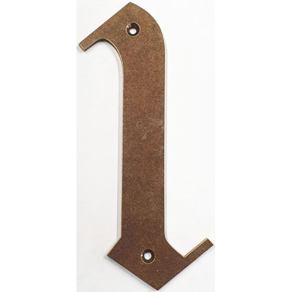 Hausnummer 1 Messing patiniert unlackiert, braun, Höhe: 170mm. Alt antik.