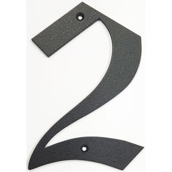 Hausnummer, Zahl 2 Eisen schwarz antik, Höhe: 170mm. Alte Schrift
