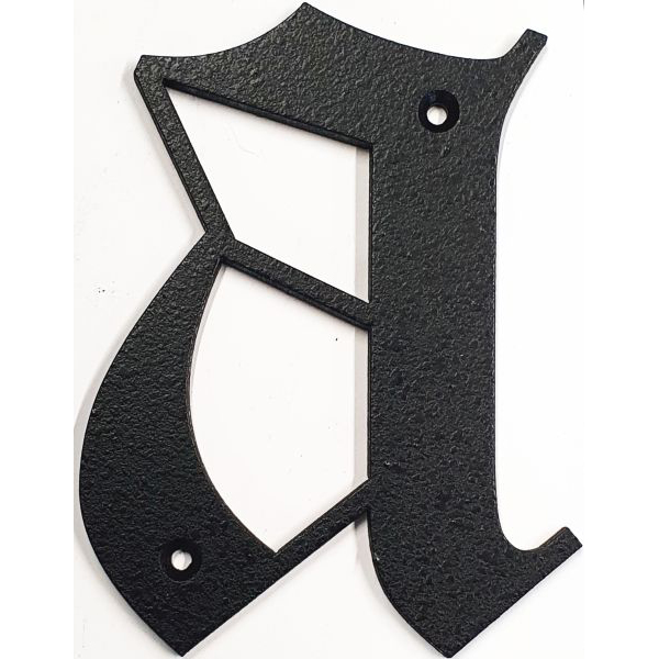 Hausnummer, Zahl a Eisen schwarz antik, Höhe: 170mm. Alte Schrift