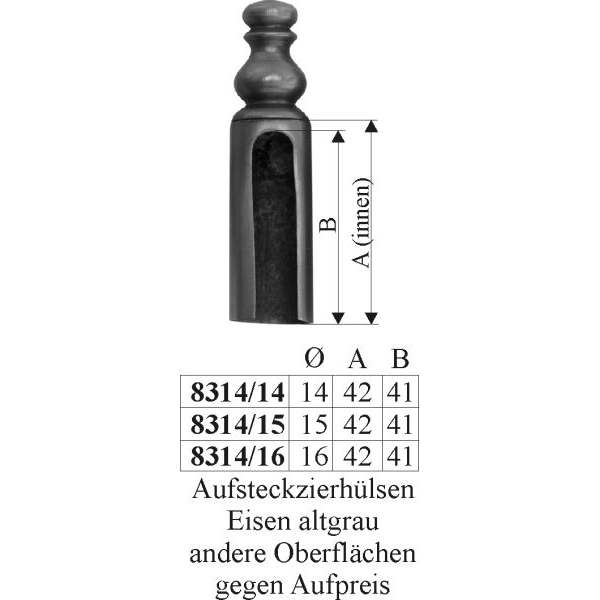 Aufsteckhülse für Türband, Zierhülse für Einbohrband, Eisen altgrau Bild 3