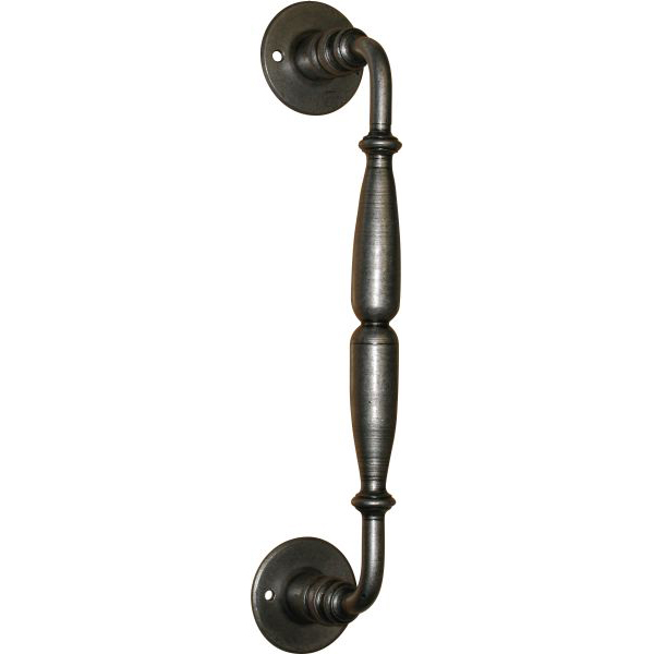 Stoßgriff antik, Haustürgriff in Eisen altgrau, matt klar lackiert, Höhe: 270mm
