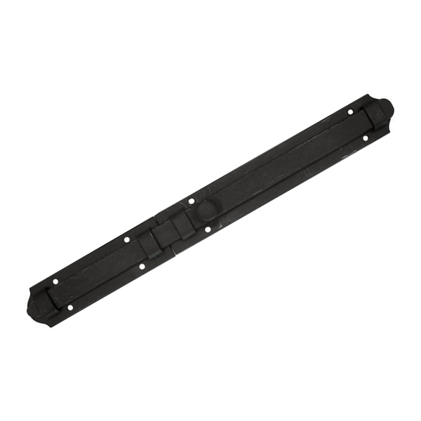 Türriegel antik alt, Eisen matt schwarz lackiert, 400mm, Stangenriegel für Türe, ohne Feder