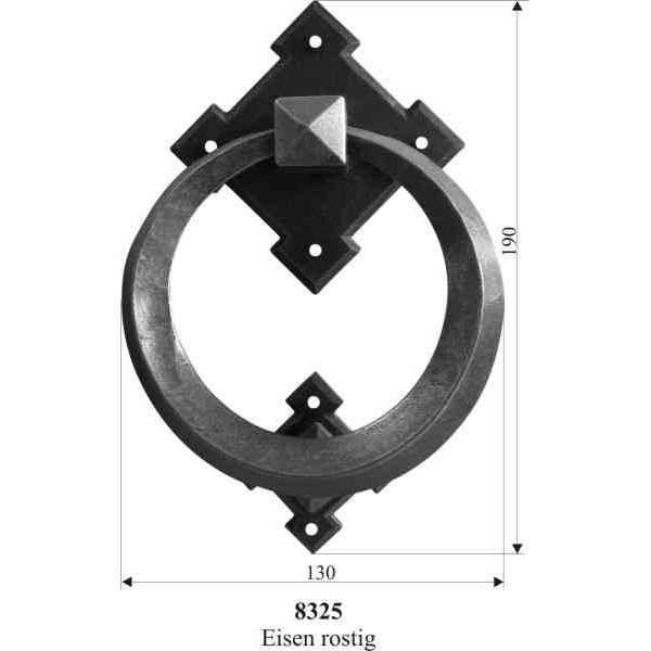 Türklopfer antik, aus Eisen geschmiedet, schmiedeeisen Türbeschlag Bild 3