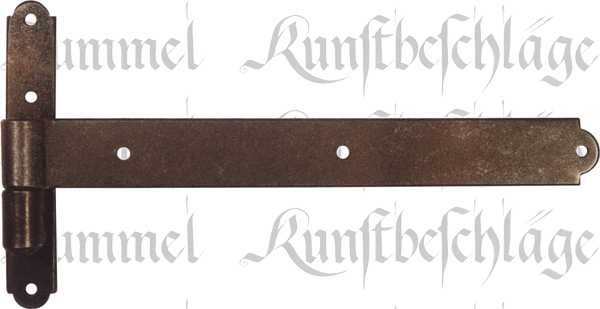 Türbänder antike, nostalgisches Langband mit Plattenkloben, Eisen handgearbeitet gerostet, gewachst, 300mm lang