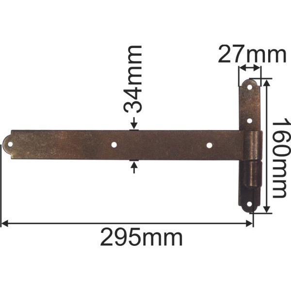 Türbänder antik, alt, Langband mit Plattenkloben, Eisen handgearbeitet, geglüht, matt klar lackiert, 300mm lang Bild 3