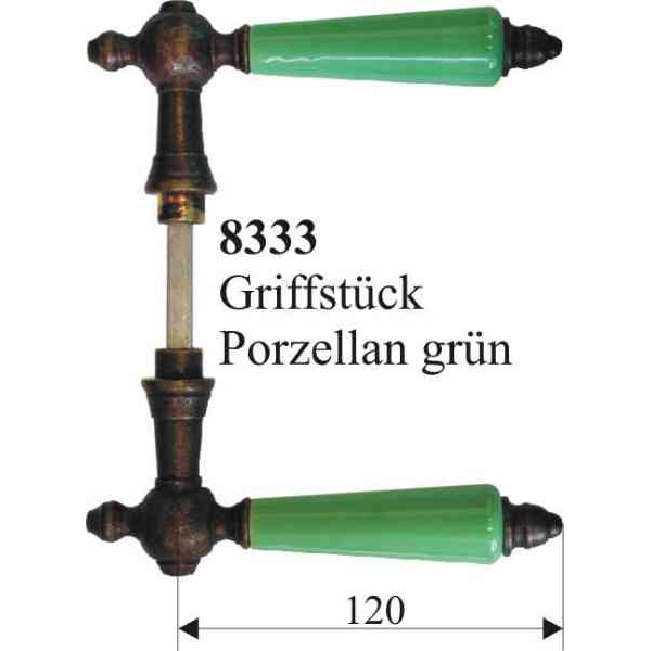 Türklinken Landhaus, Drückerpaar aus Messing gegossen, Griffstück: Porzellan grün Bild 3