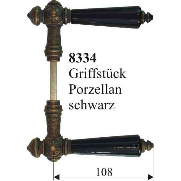 Türklinken mit Griffstück in schwarz, antike Türklinke, historischer Türgriff, alte Drückerpaare, antik Bild 3