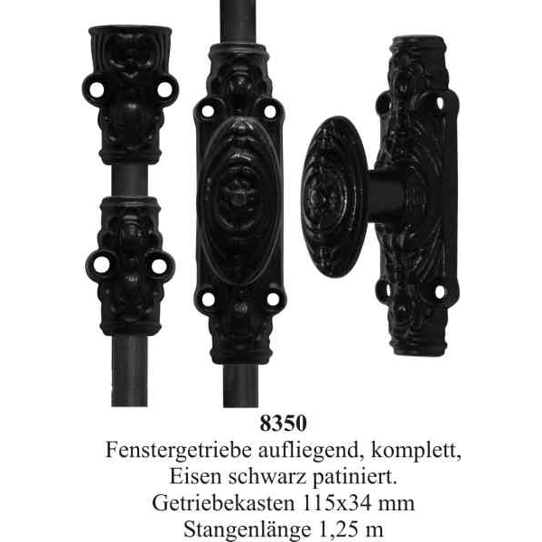Fenstergetriebe, Basküleverschluss antik, Eisen schwarz patiniert, Einzelstück Bild 2