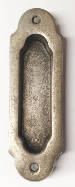 Schiebetürmuschel blind, Messing gegossen, altverzinnt, Schiebetür Schild, antik, alt, Schiebetürbeschlag, Schiebetürgriff, Einzelstück, nur 1 x verfügbar