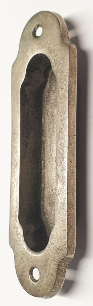 Schiebetürmuschel blind, Messing gegossen, altverzinnt, Schiebetür Schild, antik, alt, Schiebetürbeschlag, Schiebetürgriff, Einzelstück, nur 1 x verfügbar Bild 2