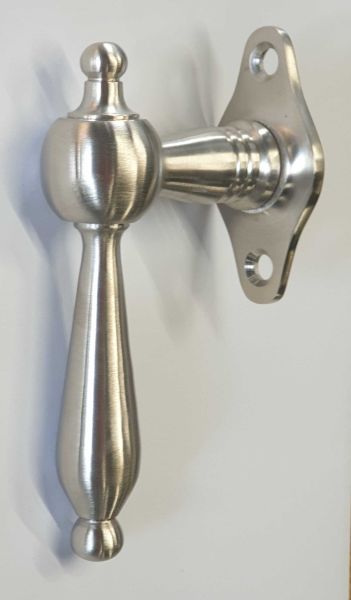 Antik Fenstergriffe, Fensteroliven alt, Messing matt vernickelt, Jugendstil für Terassentür