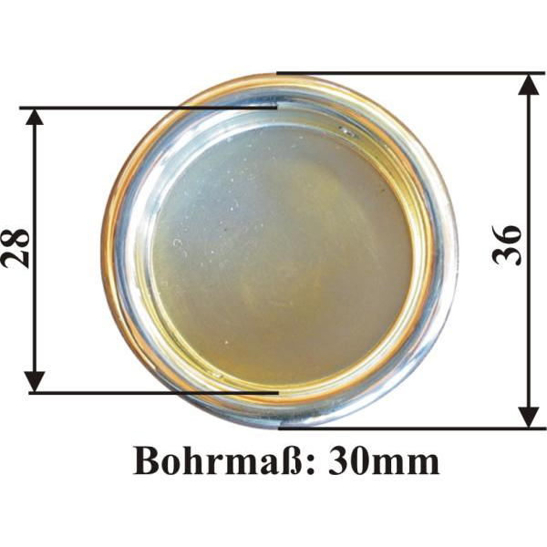 Schiebetürmuschel rund, Messing poliert unlackiert, Innen-Ø: 30mm, Außen-Ø:36mm Bild 3