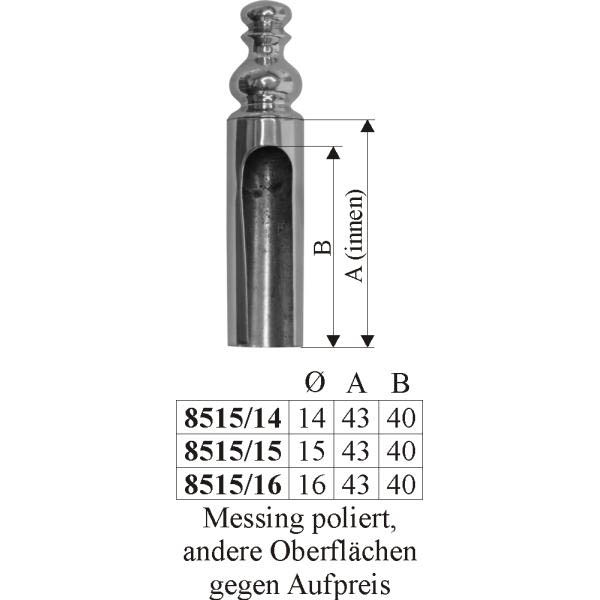 Aufsteckhülsen, Zierhülse für Einbohrband in Messing poliert nicht lackiert, Innen-Ø: 15mm Bild 3