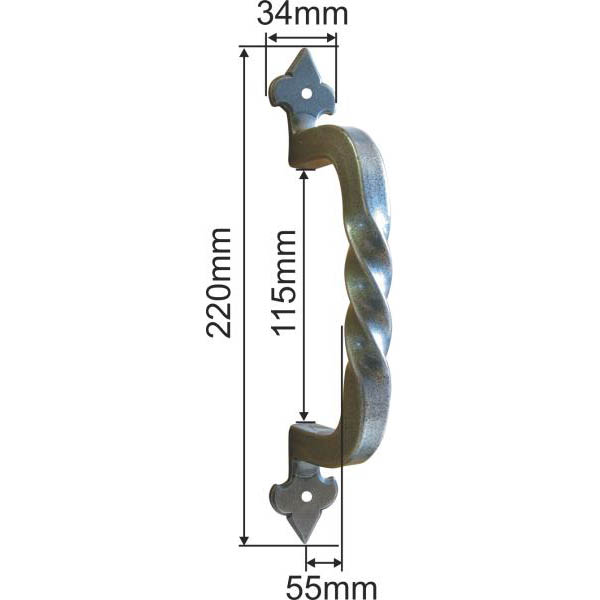 Stoßgriff antik, Eisen altgrau, matt klar lackiert, Höhe: 220mm, handgefertigt, geschmiedet Bild 3