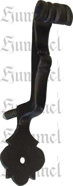 Ziehgriff Eisen geschmiedet schwarz, Höhe: 150mm. Ohne Aufpreis auch in blank, geglüht, gerostet oder altgrau lieferbar.
