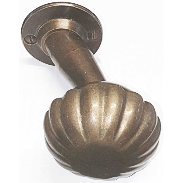 Türknopf antiker, gekröpfter Haustür Knopf alt, Haustür Knauf Landhaus, Tür Knauf Messing gegossen, patiniert, Knopf: Ø: 60mm, mit Rosette