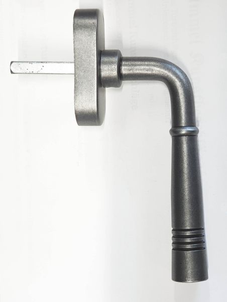 Fensterolive Gusseisen antik, Halbolive mit Rasterrosette alte Eisen gegossen altgrau patiniert, matt klar lackiert Bild 2