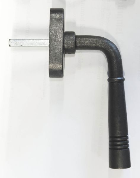 Fensterolive Gusseisen antik, Halbolive mit Rasterrosette alte Eisen gegossen geglüht patiniert, matt klar lackiert Bild 2