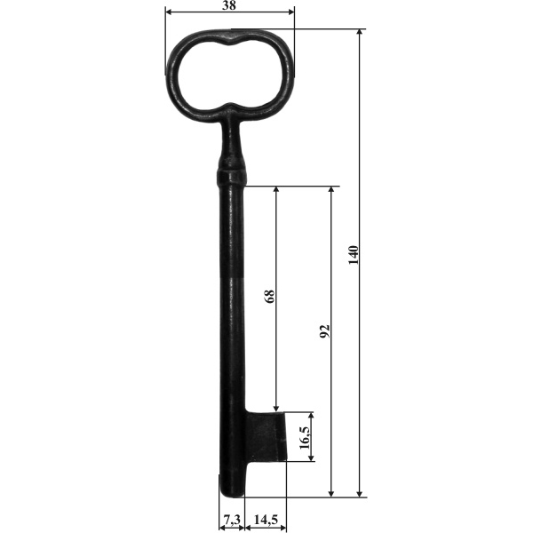 Schlüssel für rechtes Kastenschloss 8760/.., Eisen gegossen, blank Bild 3