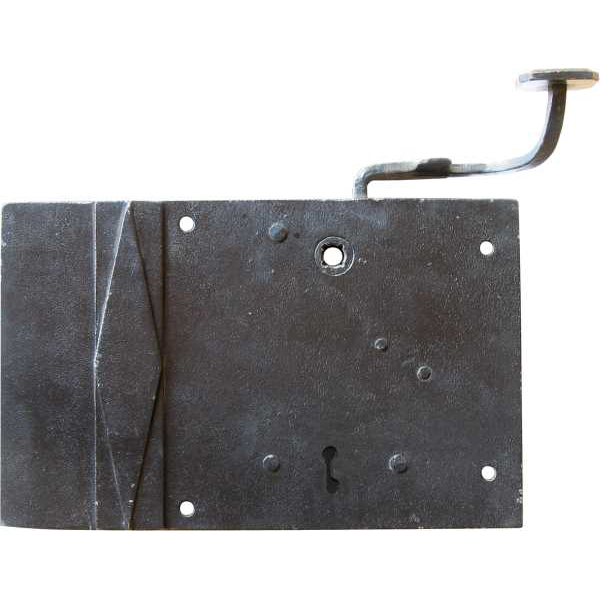 Kastenschloss mit hebender Falle, Zimmertürschlossgarnitur Buntbart, Eisen schwarz, DIN rechts, Dornmaß:90 mm