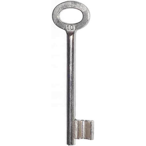 Schlüssel für Kastenschloss 8770/..., Eisen gegossen, vernickelt, Schließung Nr. 10