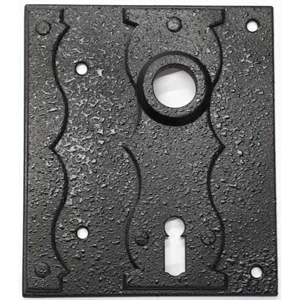 Türschild, Eisen schwarz, Langschild antik, alt, Türbeschlag historisch, Türbeschläge nostalgisch, antike Türblende, BB55 für Kastenschloss 8771