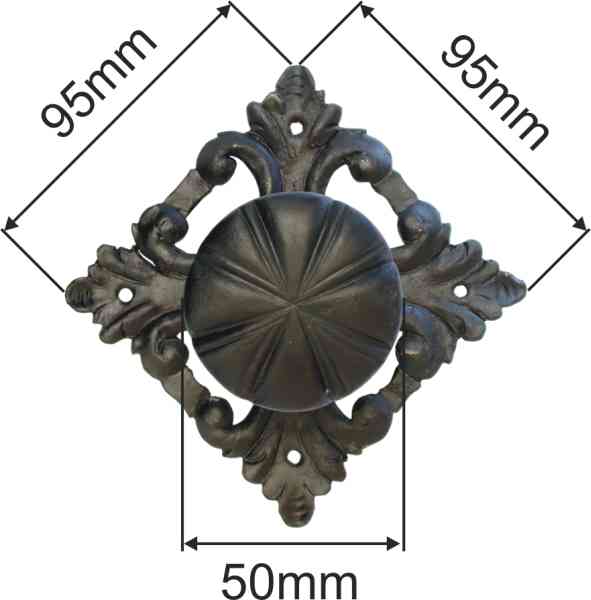 Haustürmittelknopf alt, Türknauf geschmiedet schwarz, Ø 50mm, antiker Türknopf Eisen handgefertigt mit Rosette Bild 3