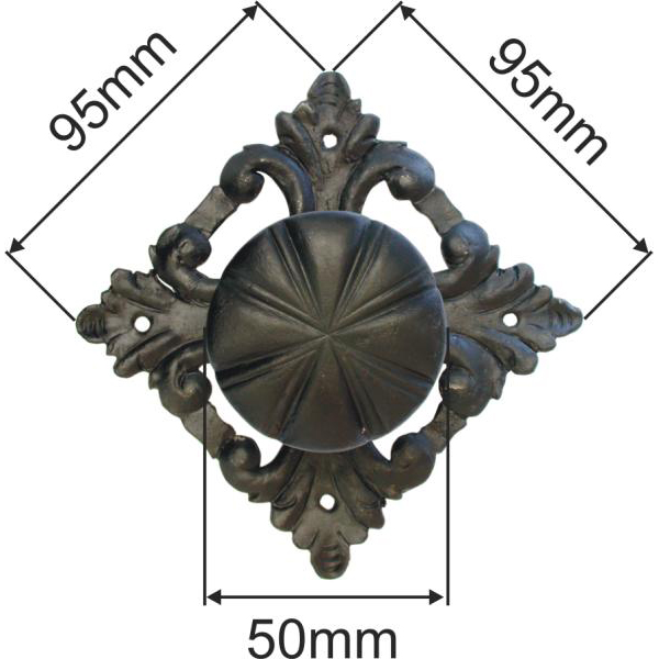 Haustürmittelknopf alt, Türknauf geschmiedet schwarz, Ø 50mm, antiker Türknopf Eisen handgefertigt mit Rosette Bild 3